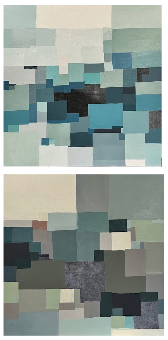 Blue Abstract I and II diptych