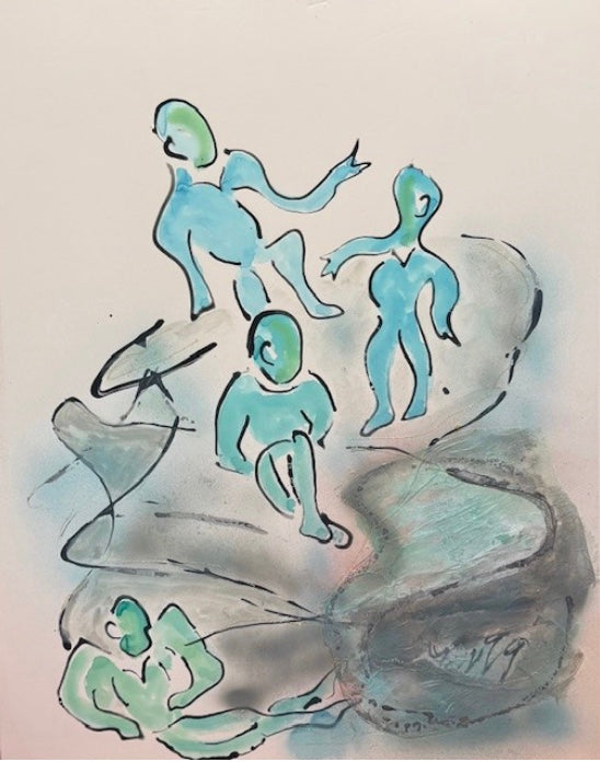 Blue and Green Dancers