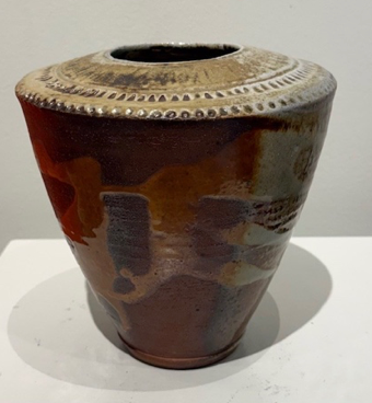 Medium “V”-Shaped Vase with Carved Rim