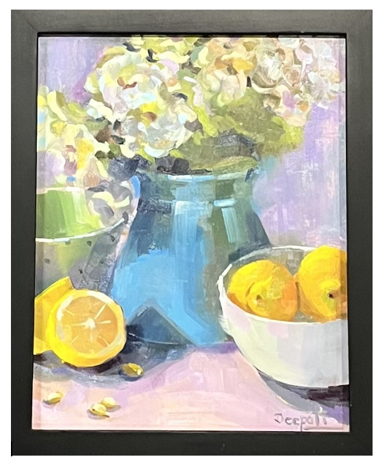 Lemons with White Flowers