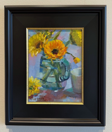 Yellow Flowers with Blue Vase